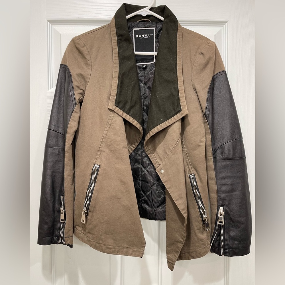 Army green and black bomber jacket